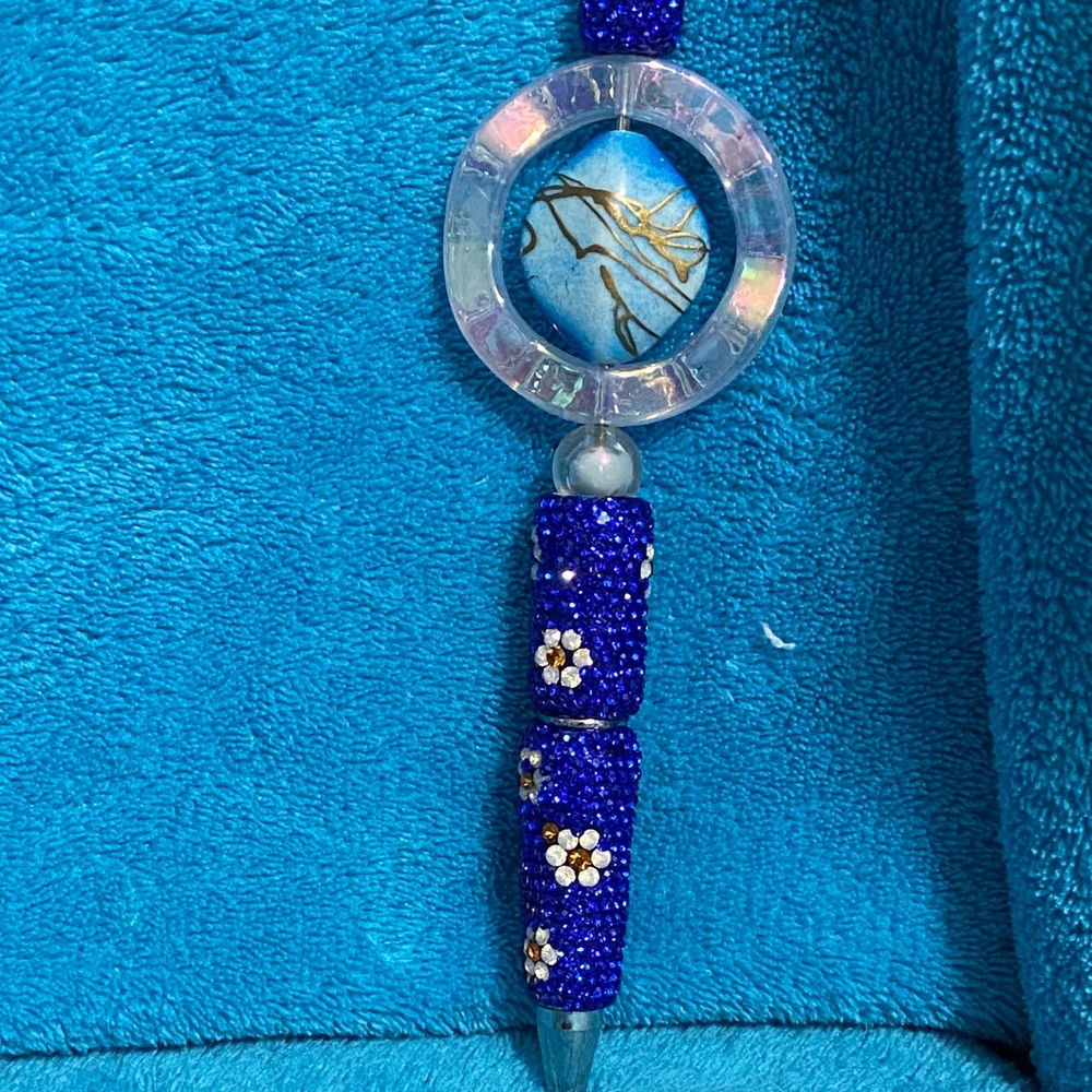 Blue Beaded Pen